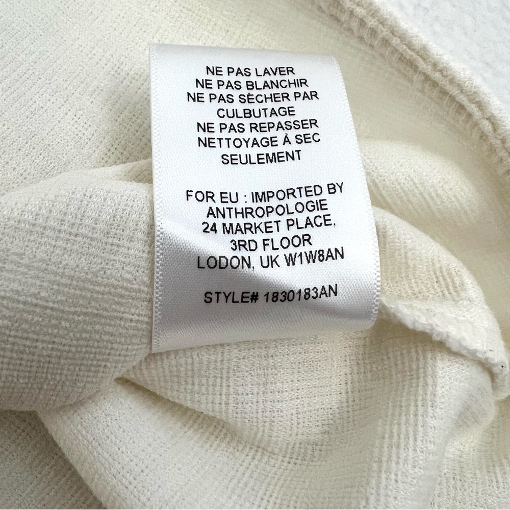 Anthropologie Current Air Cream Textured Peasant Puff Sleeve Top - Picture 7 of 10